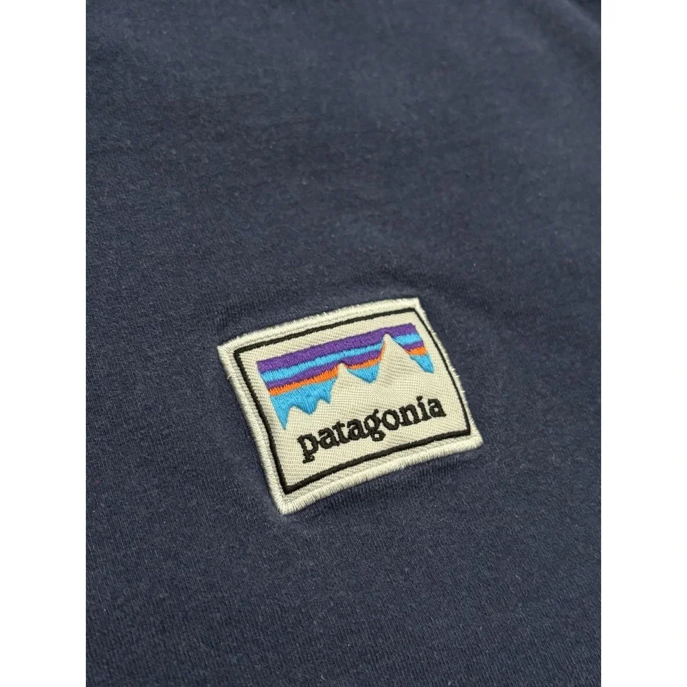 Patagonia Crewneck Sweatshirt Embroidered Logo Patch Large Navy Blue - Picture 2 of 7